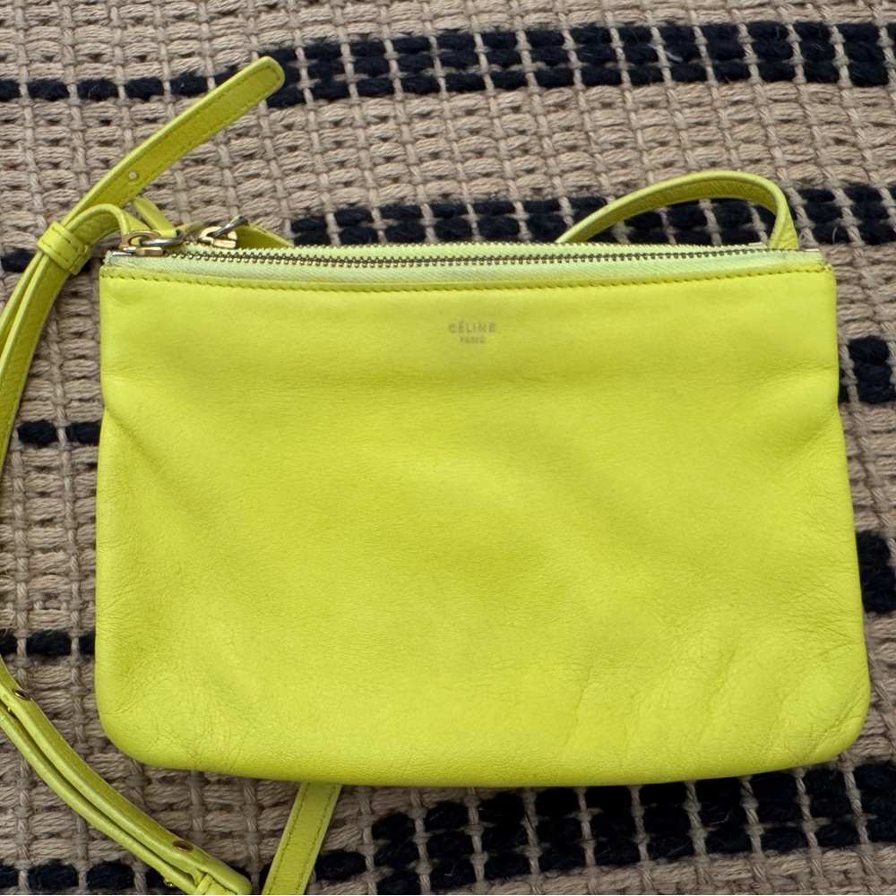 Celine Trio Yellow Leather Crossbody Bag